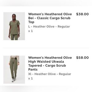 Rare FIGS Heathered Olive Scrubs SET XL Bottom/Large Top